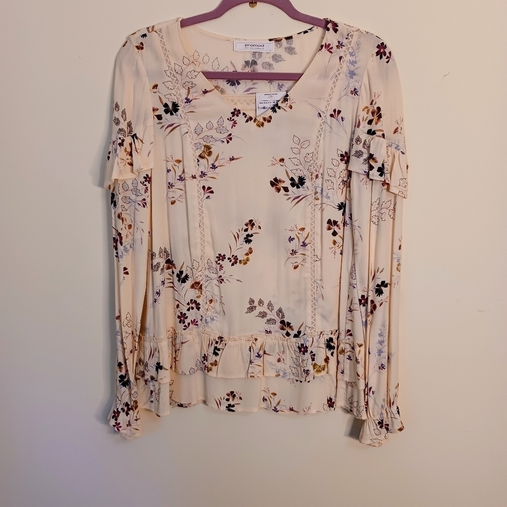 Promod Floral peach blouse.  NWT